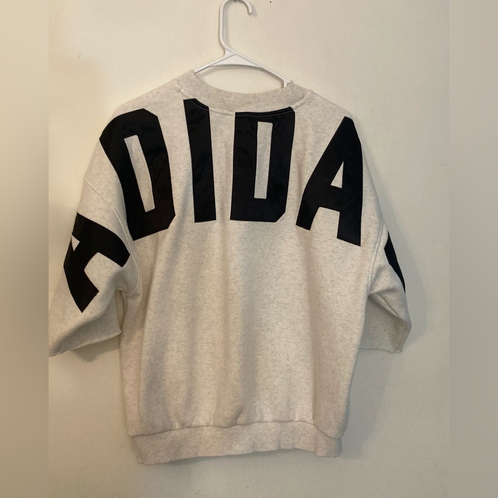 Adidas Crewneck fleece spell out on back size med